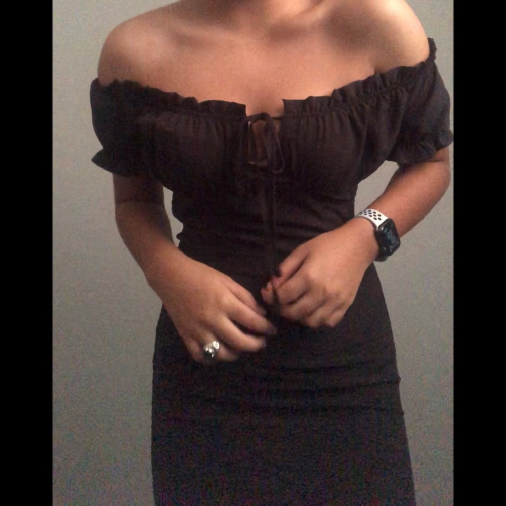 black tie front mini dress